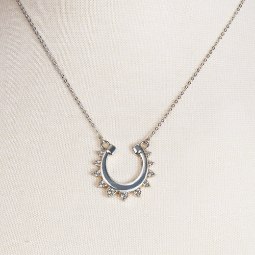 Anola - Diamond Cut Horseshoe Necklace in Silver