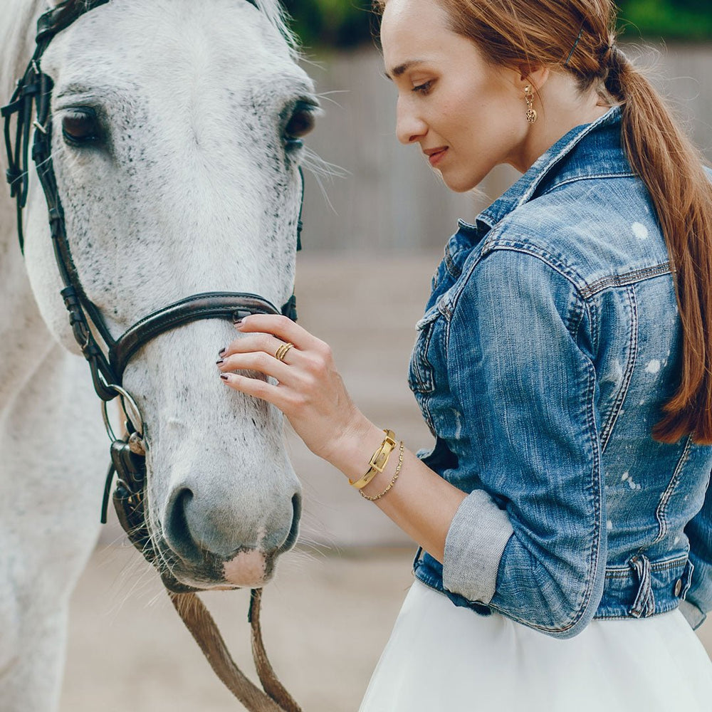 Ashton - Riding Stirrup Buckle Bracelet Two Tone
