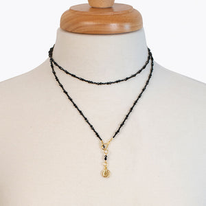 Aurora - Black Onyx & Gold Horseshoe Coin Strand Necklace