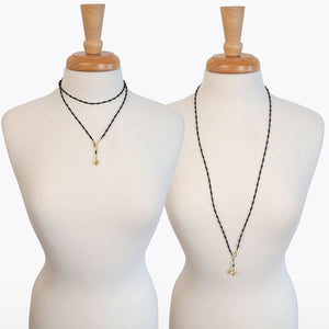 Aurora - Black Onyx & Gold Horseshoe Coin Strand Necklace