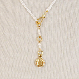 Aurora - Moonstone & Gold Horseshoe Coin Strand Necklace