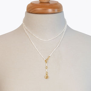 Aurora - Moonstone & Gold Horseshoe Coin Strand Necklace