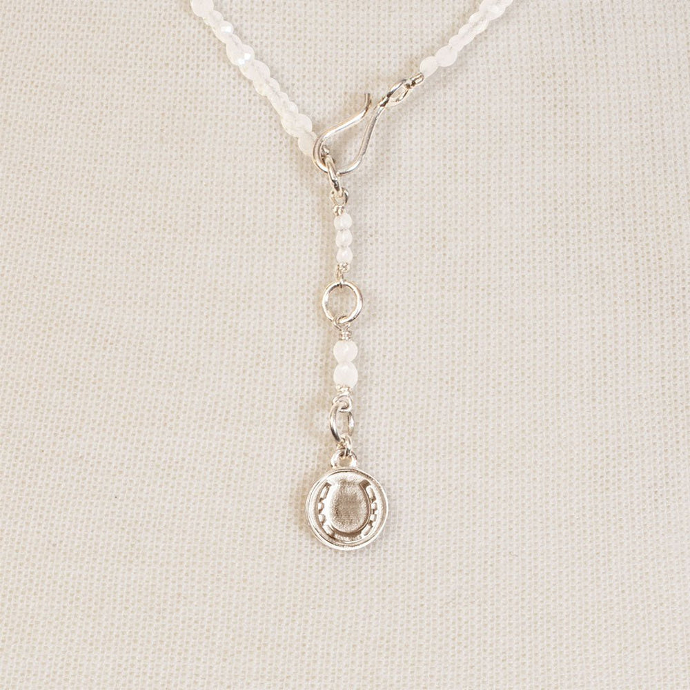 Aurora - Moonstone & Silver Horseshoe Coin Strand Necklace