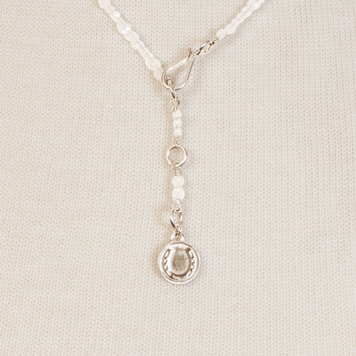 Aurora - Moonstone & Silver Horseshoe Coin Strand Necklace