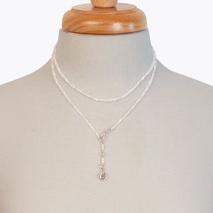Aurora - Moonstone & Silver Horseshoe Coin Strand Necklace