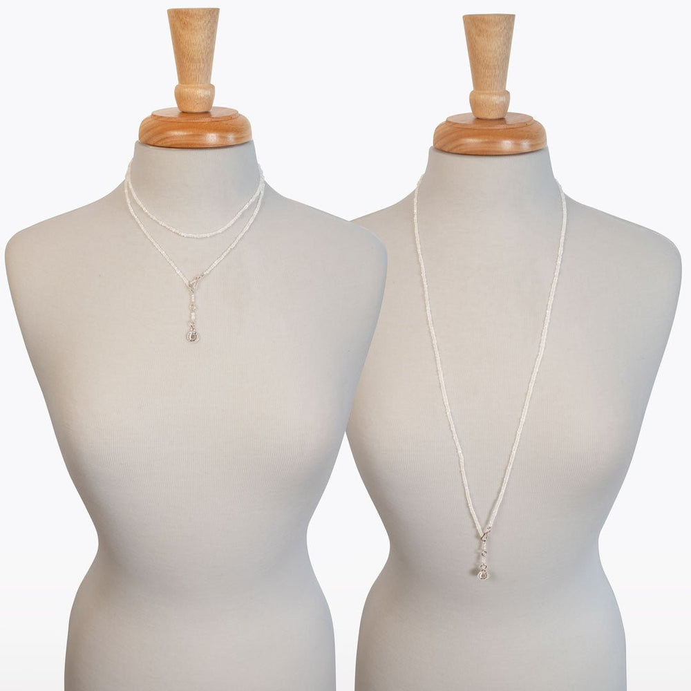 Aurora - Moonstone & Silver Horseshoe Coin Strand Necklace
