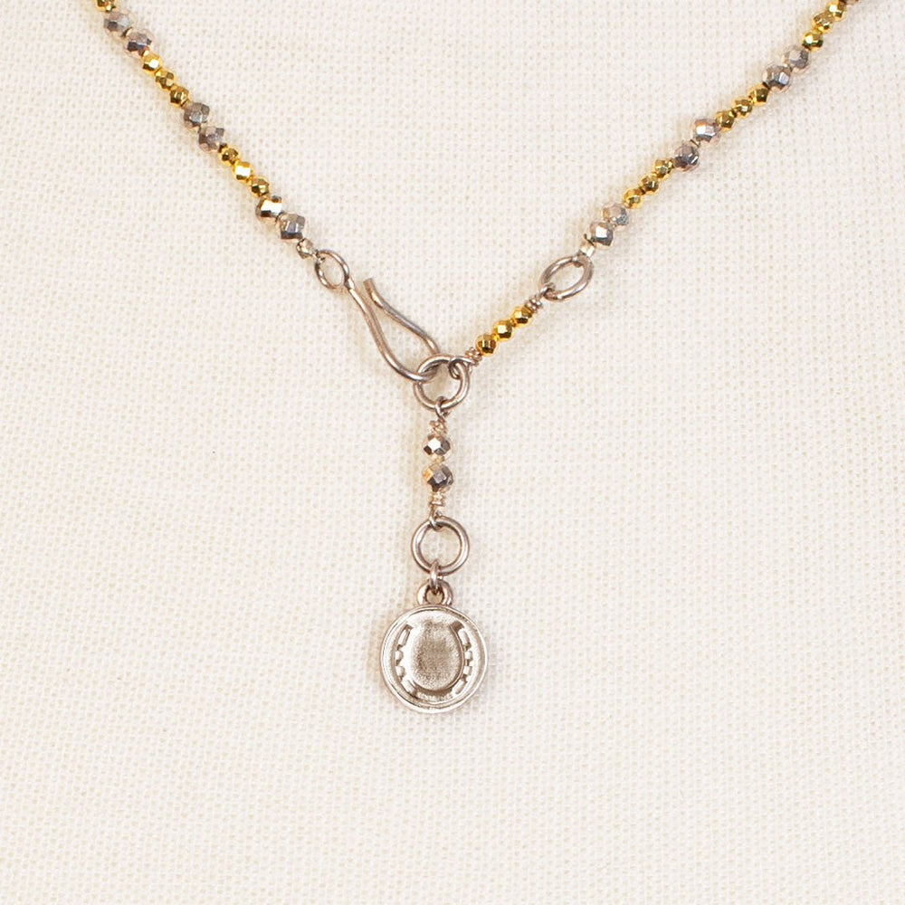 Aurora - Pyrite Silver & Gold Horseshoe Coin Strand Necklace