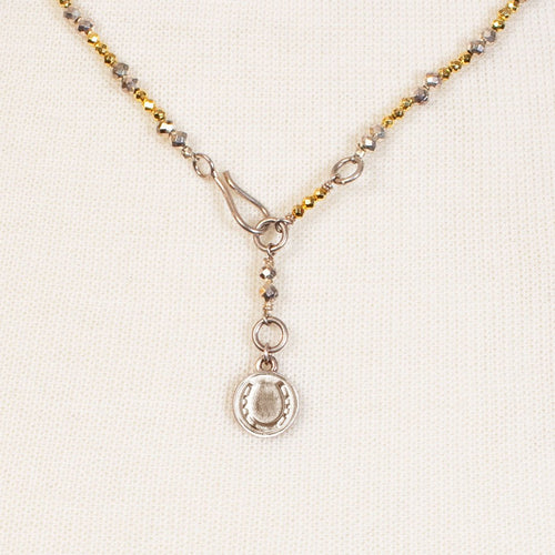 Aurora - Pyrite Silver & Gold Horseshoe Coin Strand Necklace