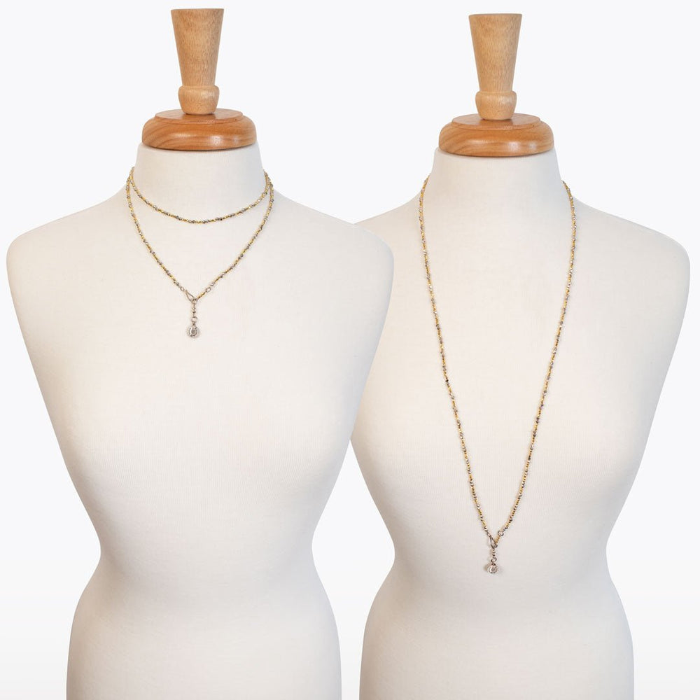 Aurora - Pyrite Silver & Gold Horseshoe Coin Strand Necklace
