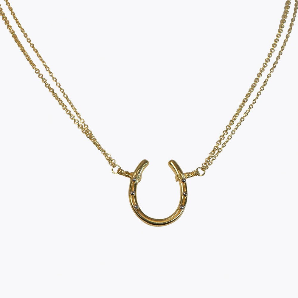 Ava - Equestrian Horseshoe Double Chain Necklace in Gold