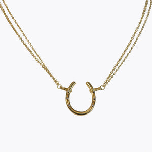 Ava - Equestrian Horseshoe Double Chain Necklace in Gold
