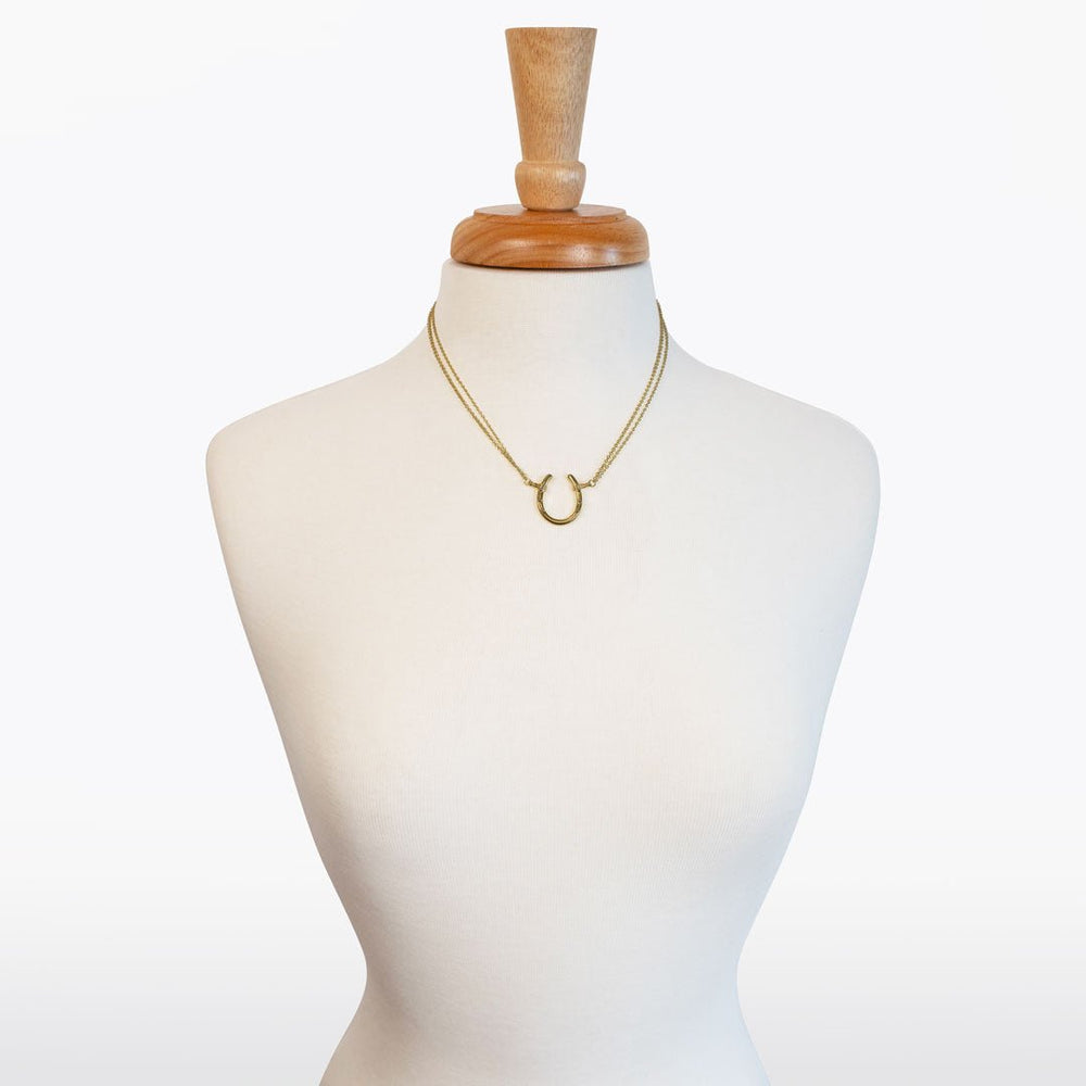 Ava - Equestrian Horseshoe Double Chain Necklace in Gold