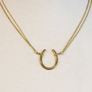 Ava - Equestrian Horseshoe Double Chain Necklace in Gold