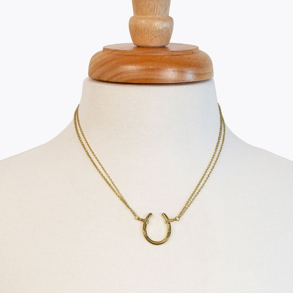 Ava - Equestrian Horseshoe Double Chain Necklace in Gold