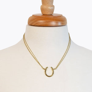 Ava - Equestrian Horseshoe Double Chain Necklace in Gold