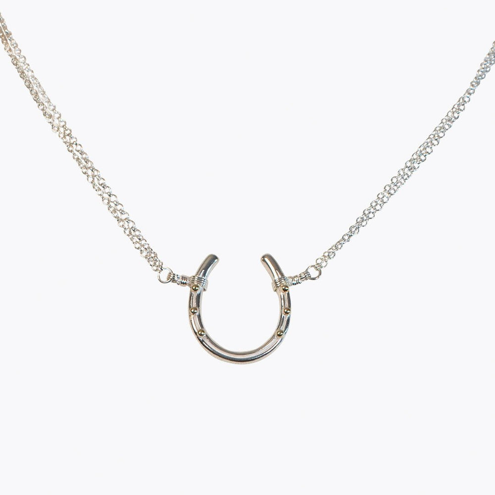 Ava - Equestrian Horseshoe Double Chain Necklace in Silver