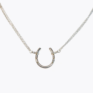 Ava - Equestrian Horseshoe Double Chain Necklace in Silver