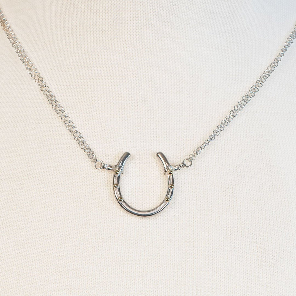Ava - Equestrian Horseshoe Double Chain Necklace in Silver