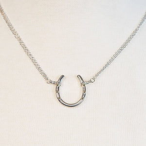 Ava - Equestrian Horseshoe Double Chain Necklace in Silver