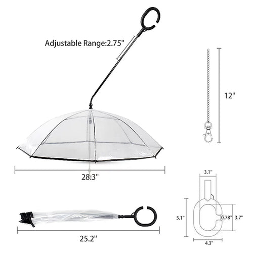 Flexible Handle Umbrella for Dog with Rope for Small Pets