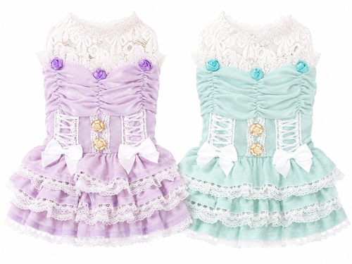 Luxury Lace Princess Dog Dress with Corset Bow | Boutique Small Dog Dress