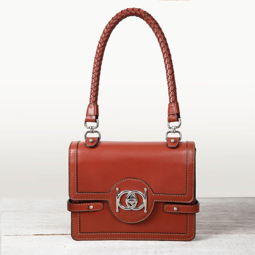 Bella -  Horse Bit Talisman Crossbody Luxury Leather Handbag in Cognac