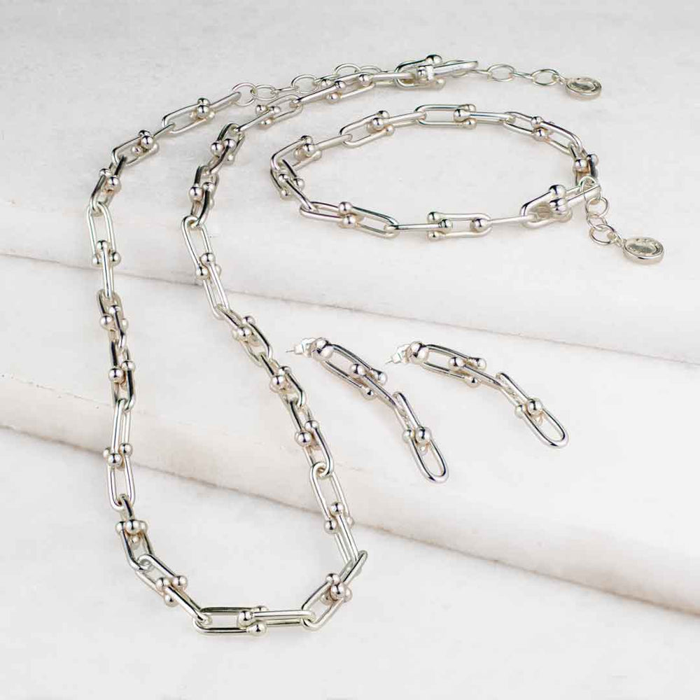 Bellamy - Horseshoe Link Equestrian Bracelet in Silver