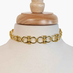 Bocara - Equestrian Horse Bit Choker Necklace in Gold