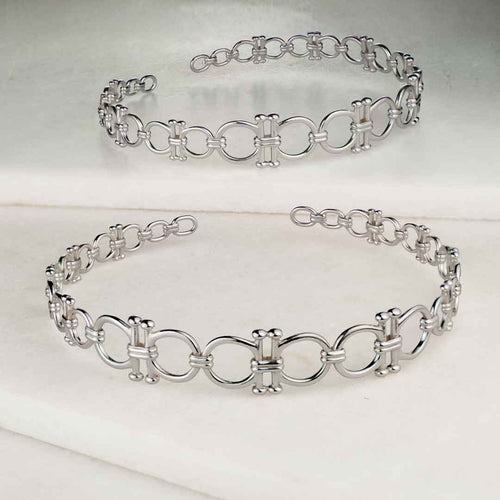 Bocara - Equestrian Horse Bit Choker Necklace in Silver