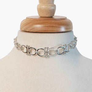 Bocara - Equestrian Horse Bit Choker Necklace in Silver