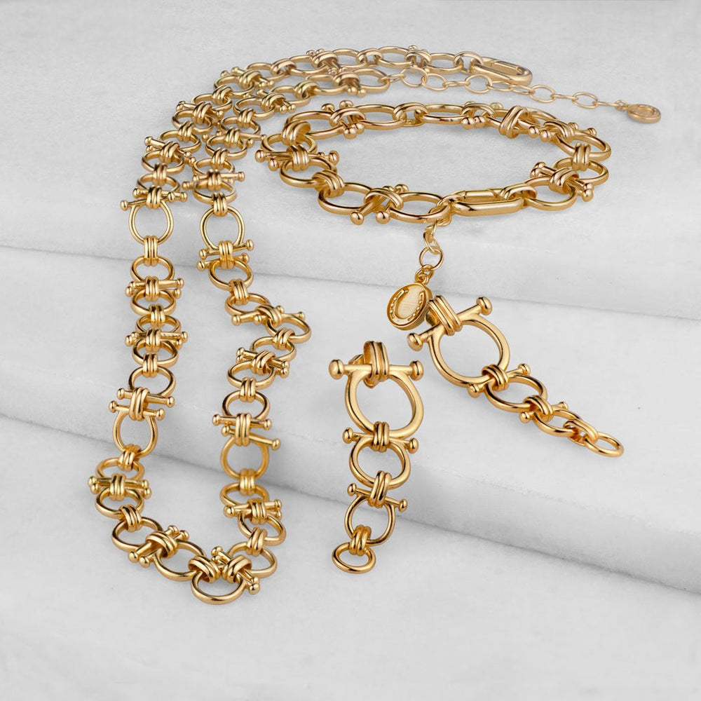 Bocara - Horse Bit Chain Link Equestrian Necklace in Gold