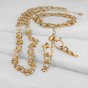 Bocara - Horse Bit Chain Link Equestrian Necklace in Gold