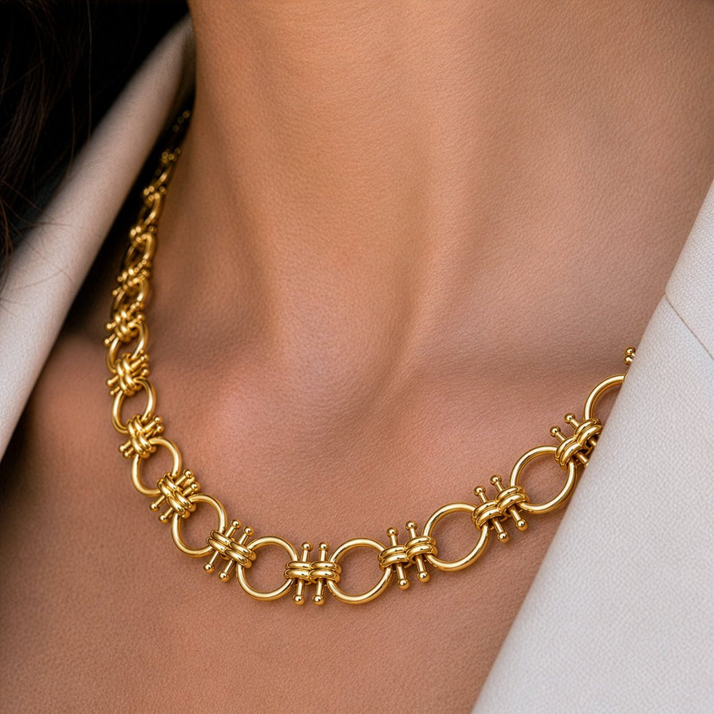 Bocara - Horse Bit Chain Link Equestrian Necklace in Gold