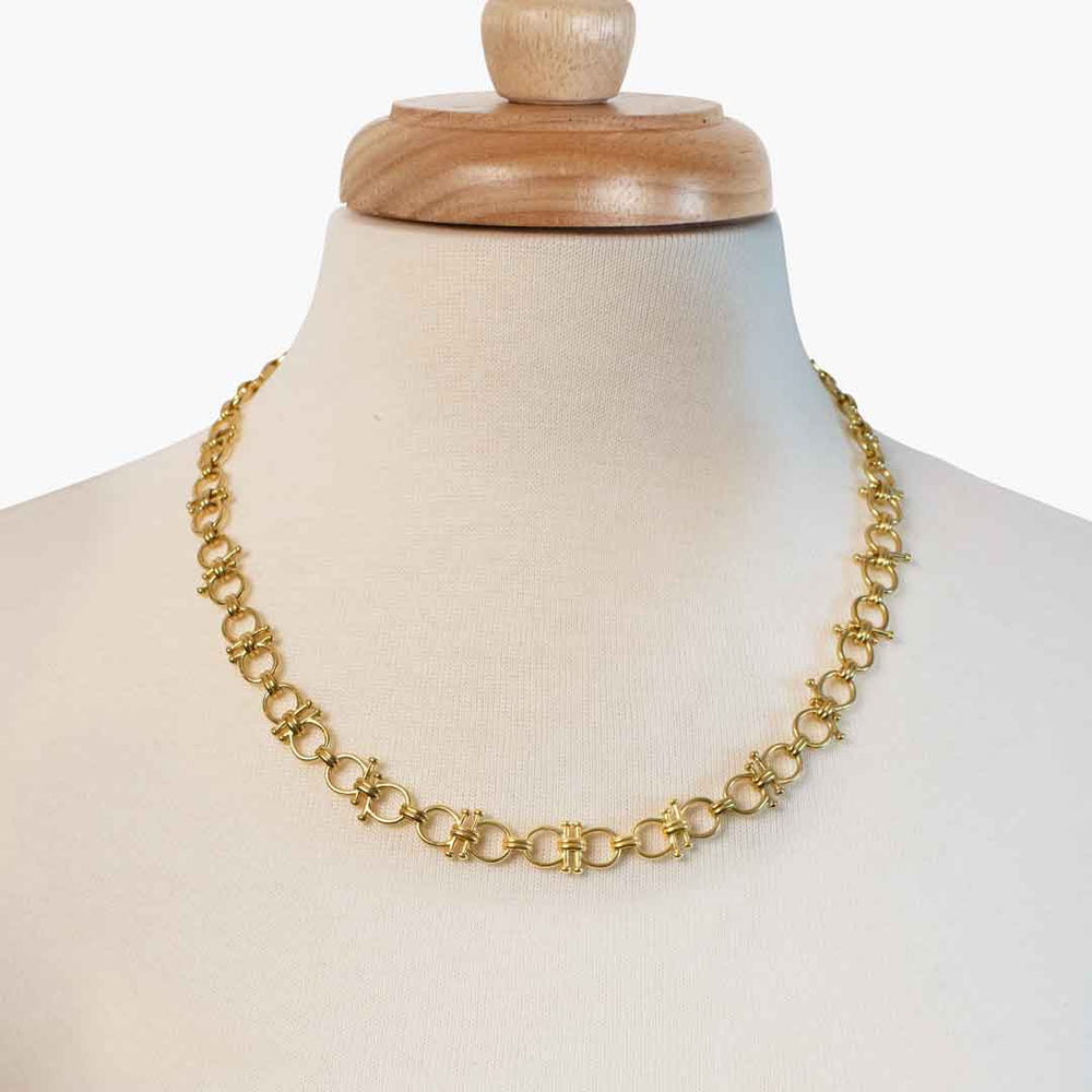 Bocara - Horse Bit Chain Link Equestrian Necklace in Gold