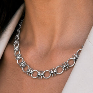 Bocara - Horse Bit Chain Link Equestrian Necklace in Silver