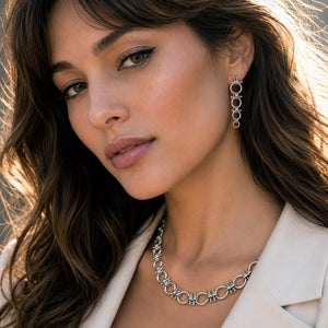 Bocara - Horse Bit Chain Link Equestrian Necklace in Silver