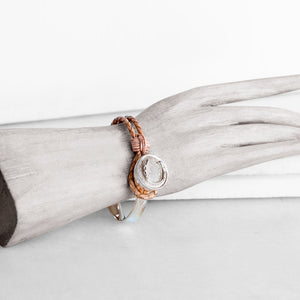 Bosal - Leather laced Horseshoe Bracelet in Natural and Silver