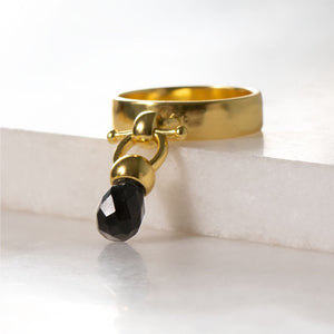 Brio - Black Onyx Horse Bit Equestrian Ring in Gold