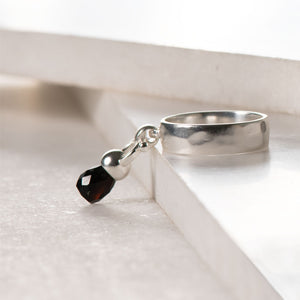 Brio - Black Onyx Horse Bit Equestrian Ring in Silver