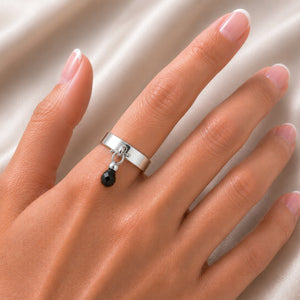 Brio - Black Onyx Horse Bit Equestrian Ring in Silver