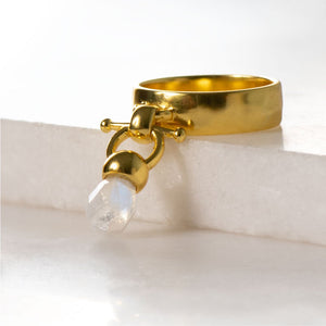 Brio - Moonstone Horse Bit Equestrian Ring in Gold