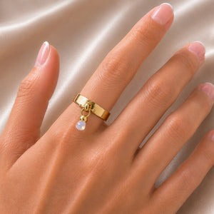 Brio - Moonstone Horse Bit Equestrian Ring in Gold