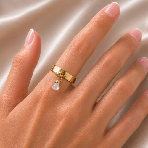Brio - Moonstone Horse Bit Equestrian Ring in Gold