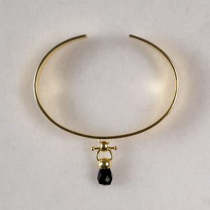 Briolette - Black Onyx Horse Bit Cuff Bracelet in Gold