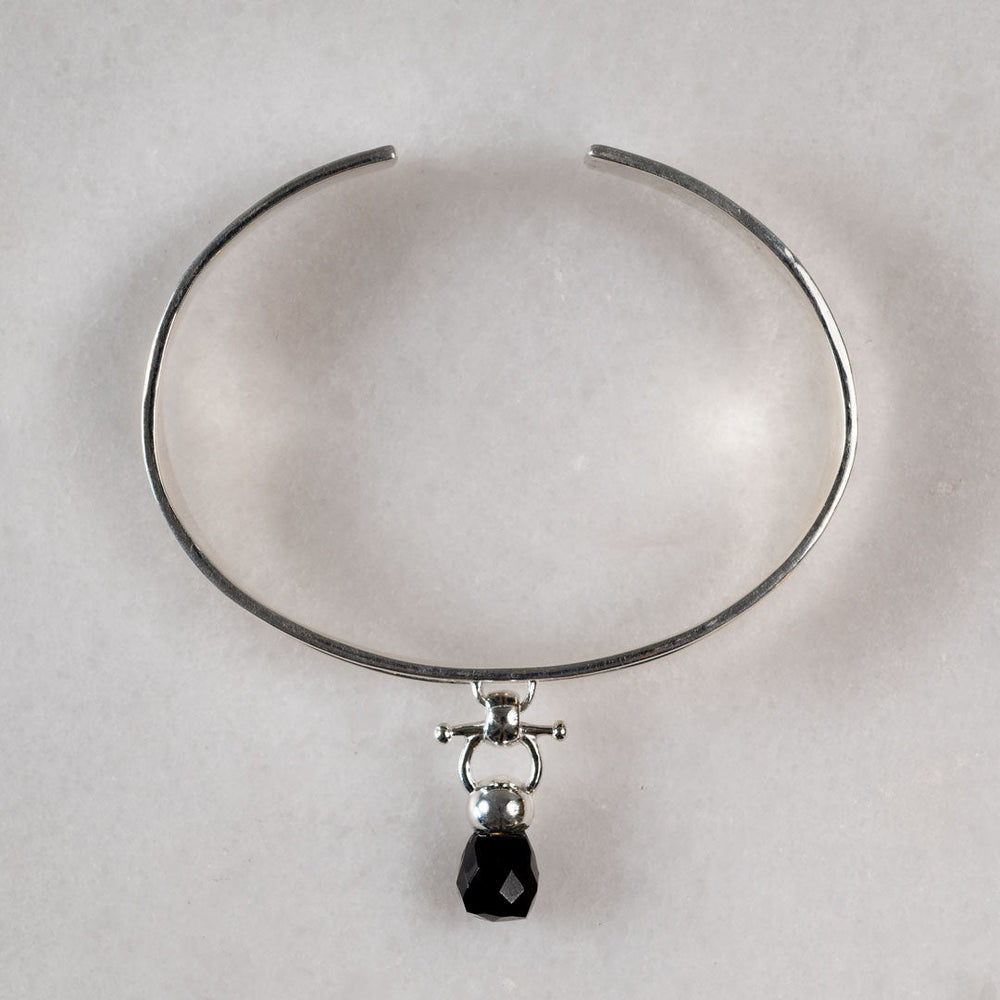 Briolette - Black Onyx Horse Bit Cuff Bracelet in Silver