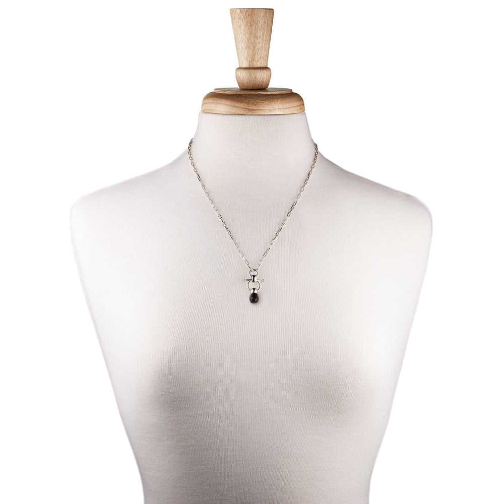 Briolette - Black Onyx Equestrian Horse Bit Necklace in Silver