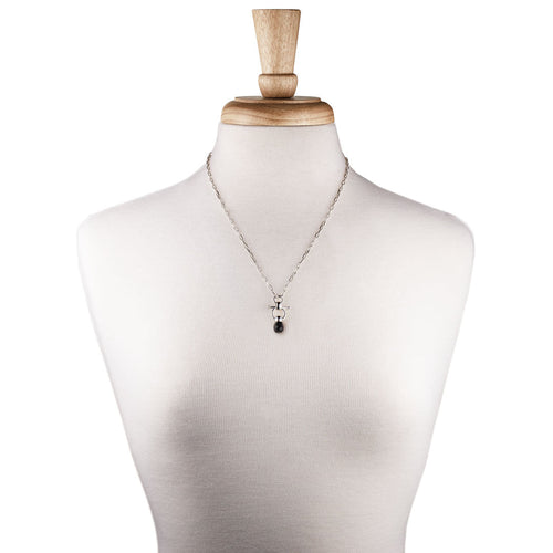 Briolette - Black Onyx Equestrian Horse Bit Necklace in Silver