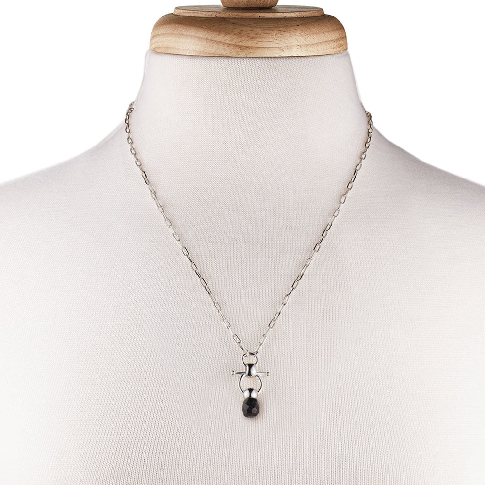 Briolette - Black Onyx Equestrian Horse Bit Necklace in Silver