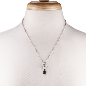 Briolette - Black Onyx Equestrian Horse Bit Necklace in Silver