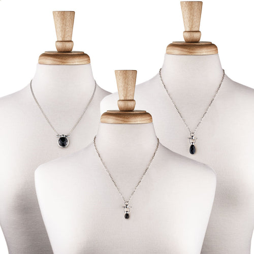 Droplette - Black Onyx Equestrian Horse Bit Necklace in Silver